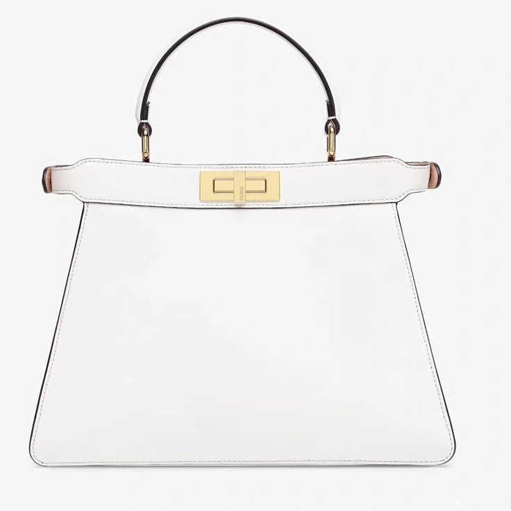 Cheap Nappa Peekaboo Bag Laether In White Fendi ISeeU Medium 0730